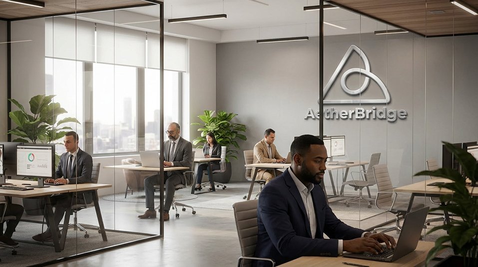 Aetherbridge IT team working on a cloud migration project in London